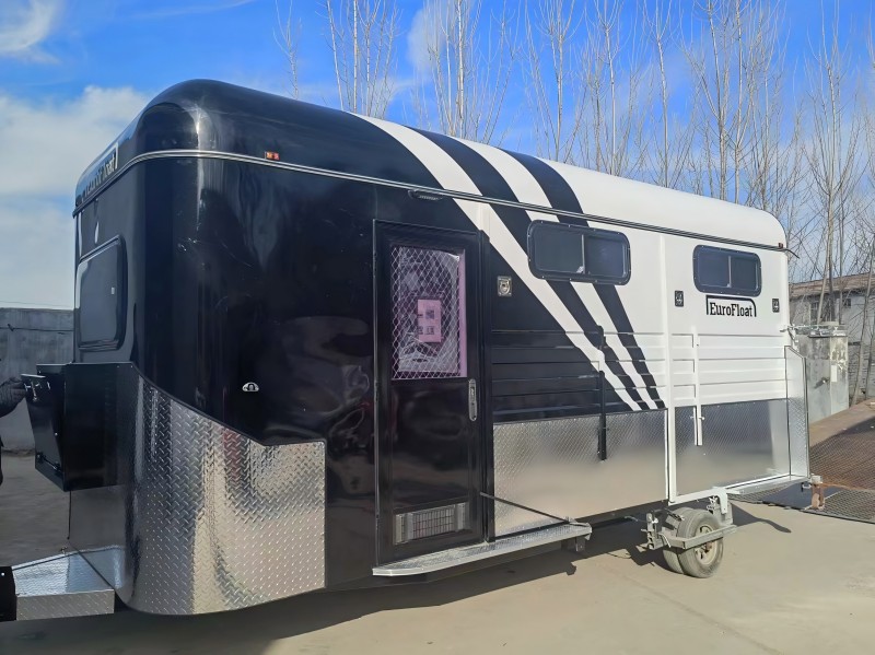 The customized square front horse float is a truly remarkable transportation solution for horse lovers. This float is crafted to meet the unique needs and desires of its owner. The square front design not only gives it a distinctive look but also provides additional space and better visibility. It is made with high-quality materials to ensure durability and safety for the horses. The interior can be customized with comfortable padding, ventilation systems, and storage compartments. Whether for shows, trail rides, or long-distance travel, this float is a reliable and stylish choice for transporting your precious equine companions.